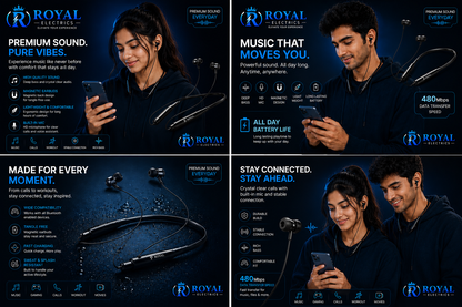 🎧 Premium Wireless Neckband Earphones – Crystal Clear Sound | THE ROYAL ELECTRONICS