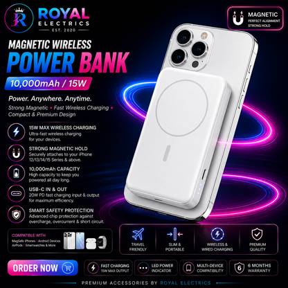 Royal Electrics Magnetic Wireless Power Bank (10,000mAh / 15W) ⚡