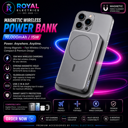 Royal Electrics Magnetic Wireless Power Bank (10,000mAh / 15W) ⚡