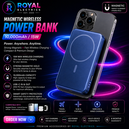 Royal Electrics Magnetic Wireless Power Bank (10,000mAh / 15W) ⚡