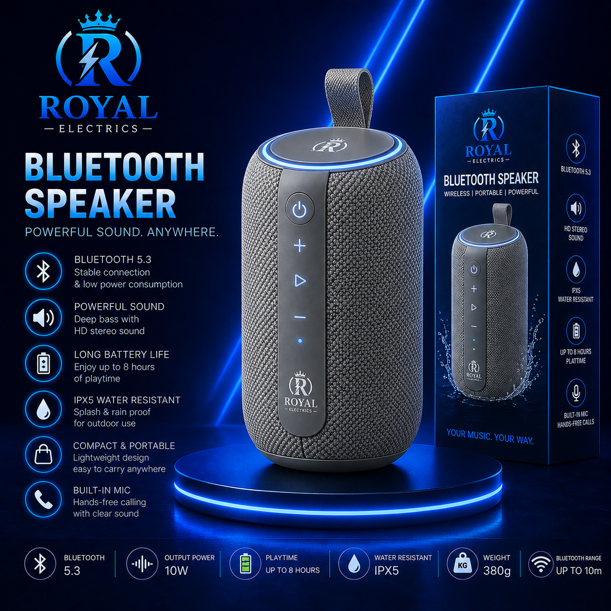 Royal Electrics Bluetooth Speaker – Powerful Sound, Anytime, Anywhere