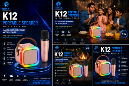 K12 Portable Bluetooth Speaker with Single Mic – Karaoke Anytime, Anywhere! 🎤🔊